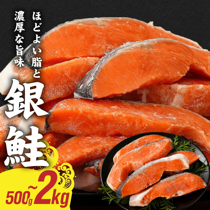 【ふるさと納税】【内容量＆発送時期が選べる！】銀鮭切身 - 銀鮭 500g/1kg/1.5kg/2kg トレーパック 1Pあたり4〜6切れ カット済 調味加工 切身 さけ 朝食 お弁当 おかず しゃけ 切り身 冷凍 不揃い サケ 送料無料 SKU-8407 【宮崎県都城市は2年連続ふるさと納税日本一！】