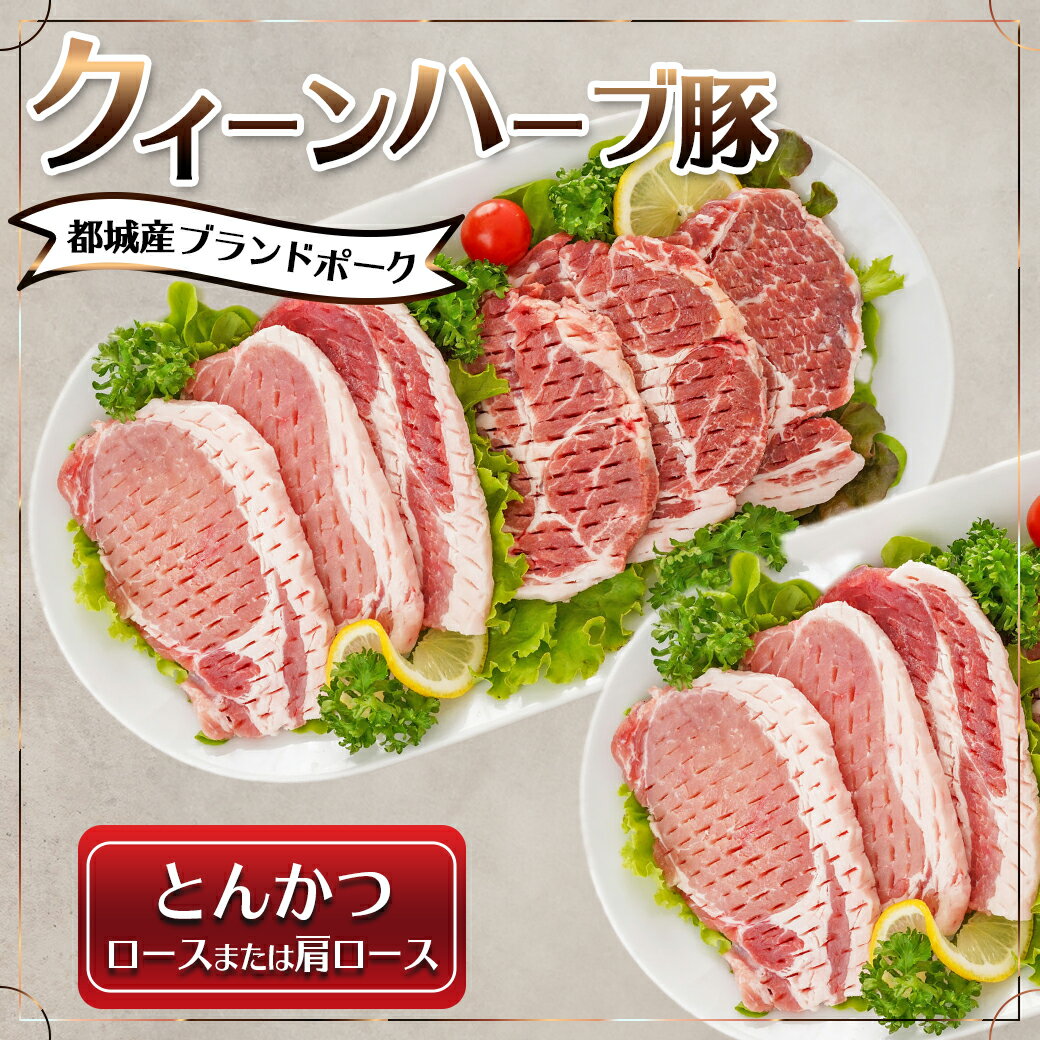 【ふるさと納税】都城産「クイーンハーブ豚」ロースとんかつ900gセット - ロースまたは肩ロースとんかつ 300g×3P 豚肉 とんかつカット 送料無料 AA-2909【宮崎県都城市は令和4年度ふるさと納税日本一！】 2