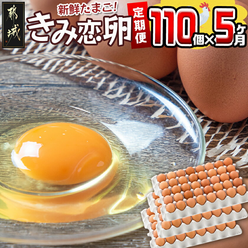 【ふるさと納税】「きみ恋卵」110個定期便(5ヶ月) - 赤卵 きみ恋卵 Mサイズ 110個 約6.5kg 5回定期便 鶏卵 たまご ブランド お菓子作りに最適 破損補償つき 化粧箱 冷蔵配送 送料無料 T40-2901 【宮崎県都城市は2年連続ふるさと納税日本一!】