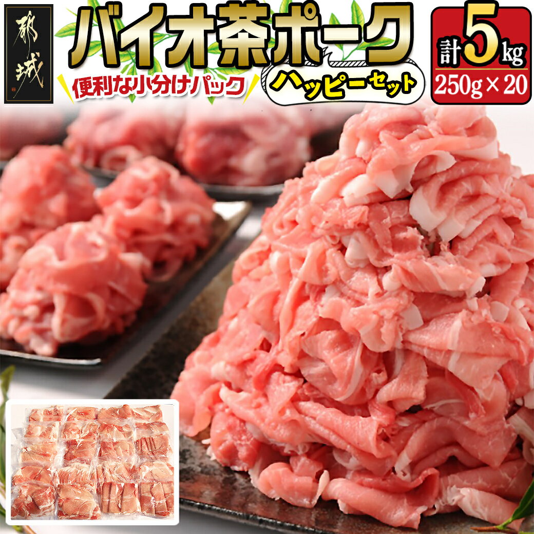 【ふるさと納税】都城産 バイオ茶ポーク 5kgハッピーセット - 豚肉 都城産 ブランド豚 切り落とし 小分け 250g 20 送料無料 MJ-3640【宮崎県都城市は令和4年度ふるさと納税日本一 】