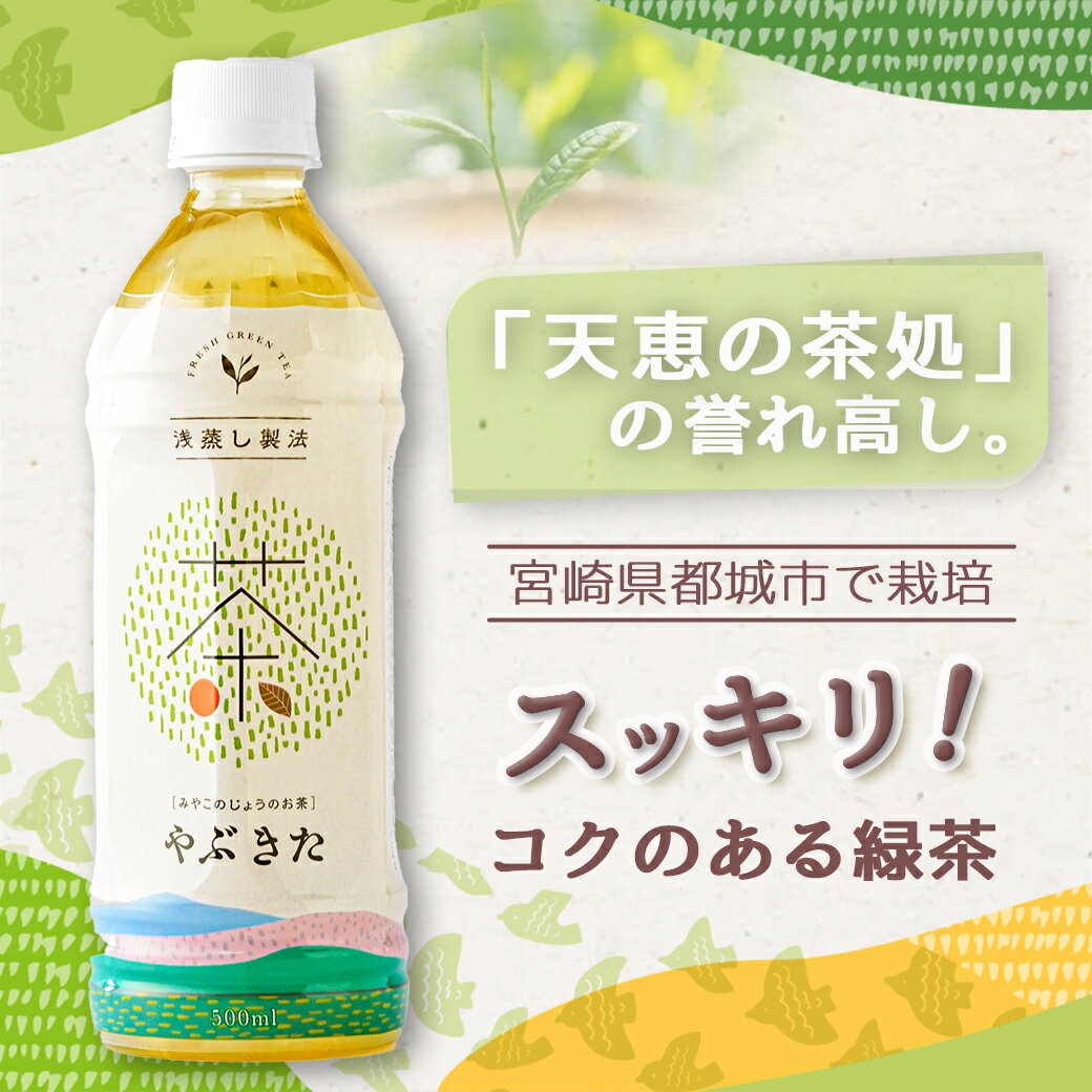 【ふるさと納税】【みやこのじょうのお茶】やぶきた500ml×24本(2ケース) - 緑茶 ペットボトル 500ml 24本 (2ケース) 浅蒸し製法 さわやかで深い味わい ペットボトル緑茶 PET NiQLL ニクル 送料無料 AD-I501 【宮崎県都城市は令和4年度ふるさと納税日本一！】