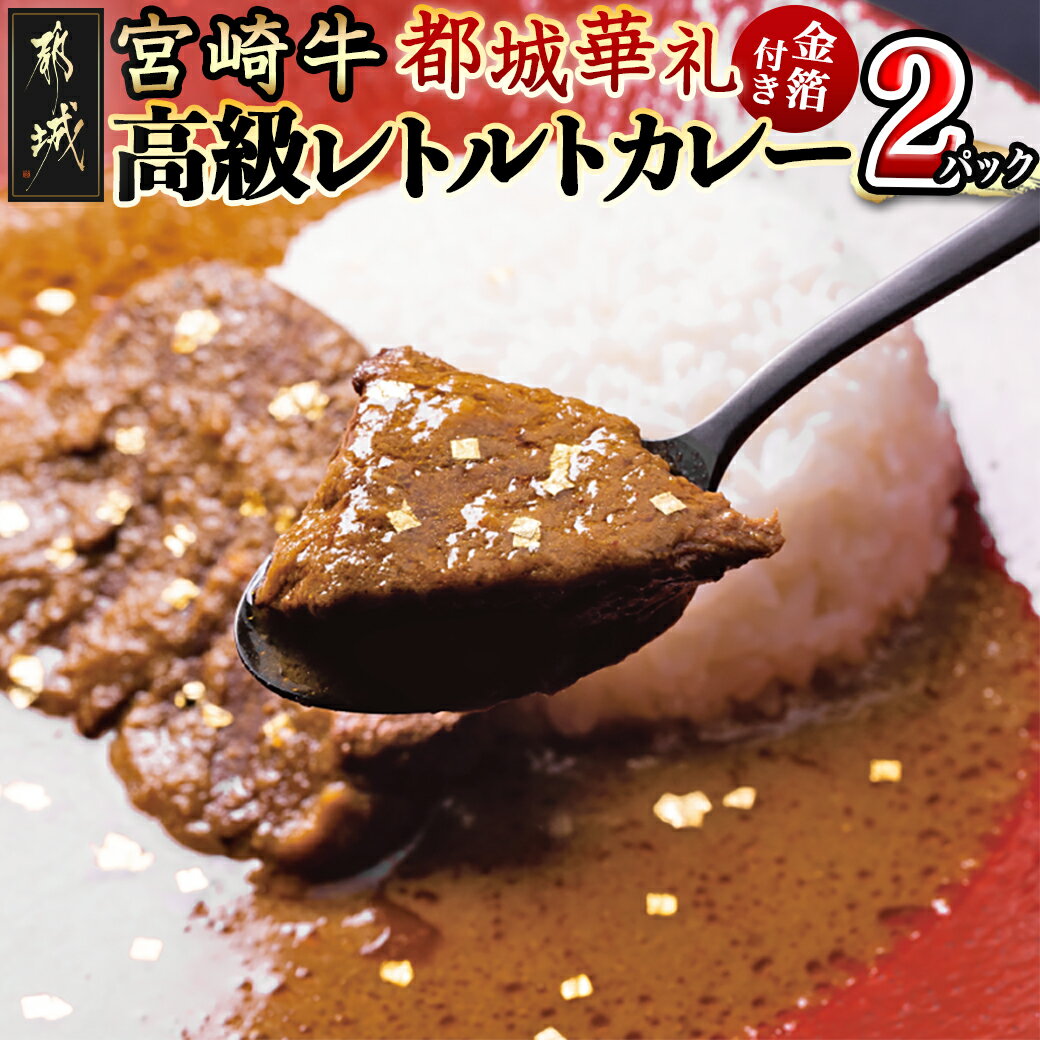【ふるさと納税】金箔付き！宮崎牛高級レトルトカレー 都城華礼(みやこのじょうカレー)【宮崎牛90g入り×2パック】 - 宮崎牛モモ肉 薬膳効果 グルテンフリー 小麦粉不使用 宮崎マンゴー使用 ギフト 贈答用 送料無料 MJ-F302【宮崎県都城市は2年連続ふるさと納税日本一！】のサムネイル