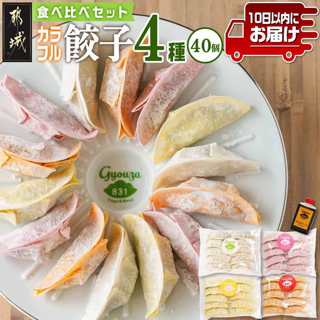 【ふるさと納税】カラフル冷凍生餃子食べ比べセット4種合計40個≪みやこんじょ特急便≫ - 831餃子