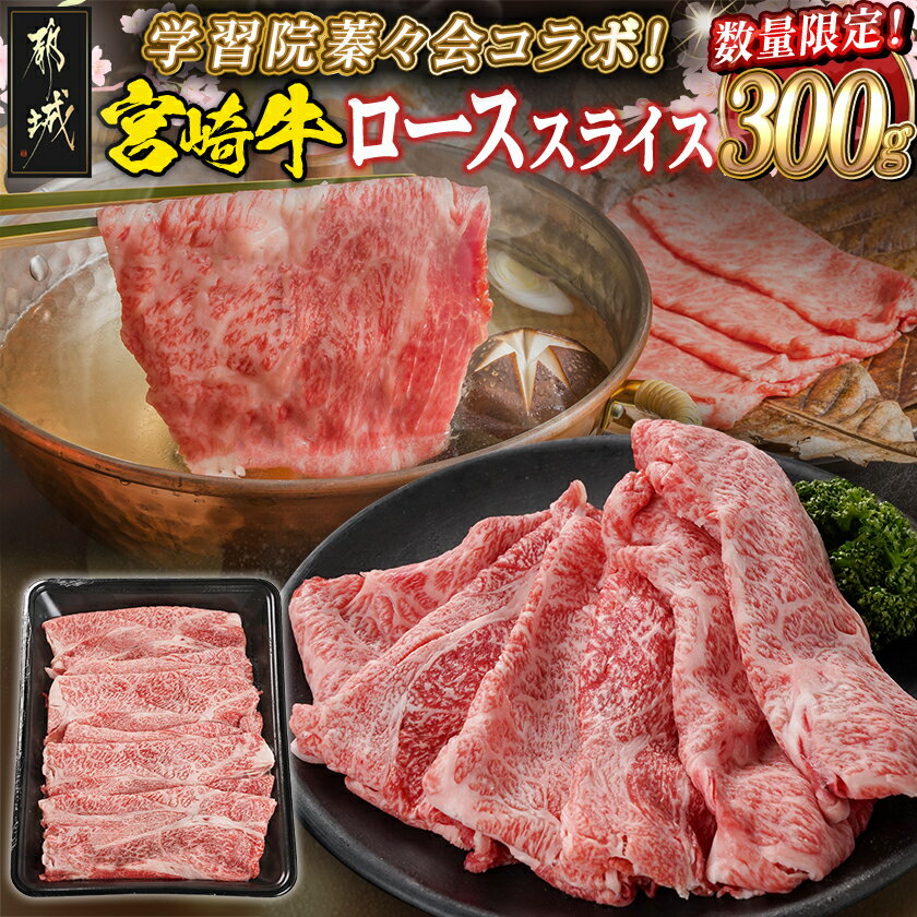 学習院蓁々会コラボ☆宮崎牛ローススライス300g - 都城産宮崎牛 ローススライス 300g×1 牛肉 霜降り サシ しゃぶしゃぶ/すき焼き 数量限定 贈答用 学習院蓁々会コラボ 送料無料