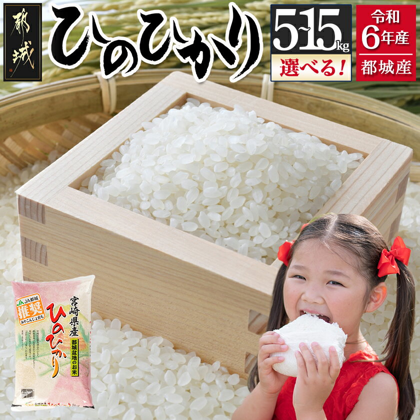 【ふるさと納税】【内容量が選べる！】都城産ひのひかり - お米 選べる内容量 5kg/10kg/15kg 精米 ヒノヒカリ 5キロ/10キロ/15キロ モチモチ食感 単一原料米 冷めても美味しい お中元 送料無料 SKU-1599 【宮崎県都城市は2年連続ふるさと納税日本一！】のサムネイル