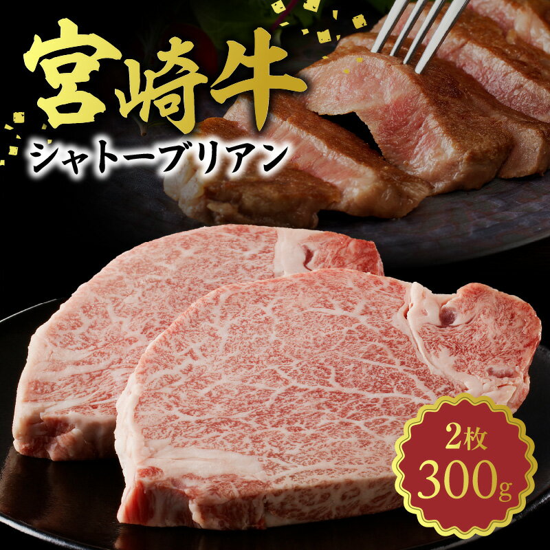 牛肉 宮崎牛 シャトーブリアン ステーキ 2枚 合計 300g ステーキ用 黒毛和種 肉質等級 4等級以上 高級部位 お肉 肉 国産 国産牛 和牛 食品 冷凍 お取り寄せ お取り寄せグルメ 宮崎県 延岡市 送料無料