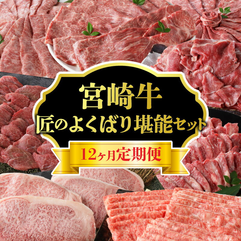 2位! 口コミ数「0件」評価「0」 定期便 12ヶ月 宮崎牛 匠のよくばり堪能セット 切り落とし しゃぶしゃぶ カルビ 赤身 焼肉 ステーキ ロース スライス 肉じゃが 牛丼･･･ 