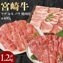 宮崎牛 ウデ モモ バラ 焼肉用 各400g 計1.2kg ミヤチク 国産