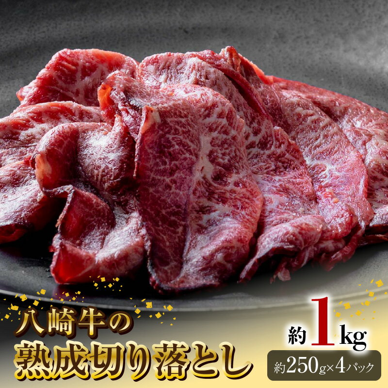 八崎牛 熟成 切り落とし 約 250g × 4 計 1kg 牛肉 牛 肉 赤身 和牛 黒毛和牛 肩ロース 内モモ 国産 冷凍 食品 グルメ 炒め物 肉じゃが 小分け お取り寄せ お取り寄せグルメ 鏡山牧場 宮崎県 延岡市 送料無料