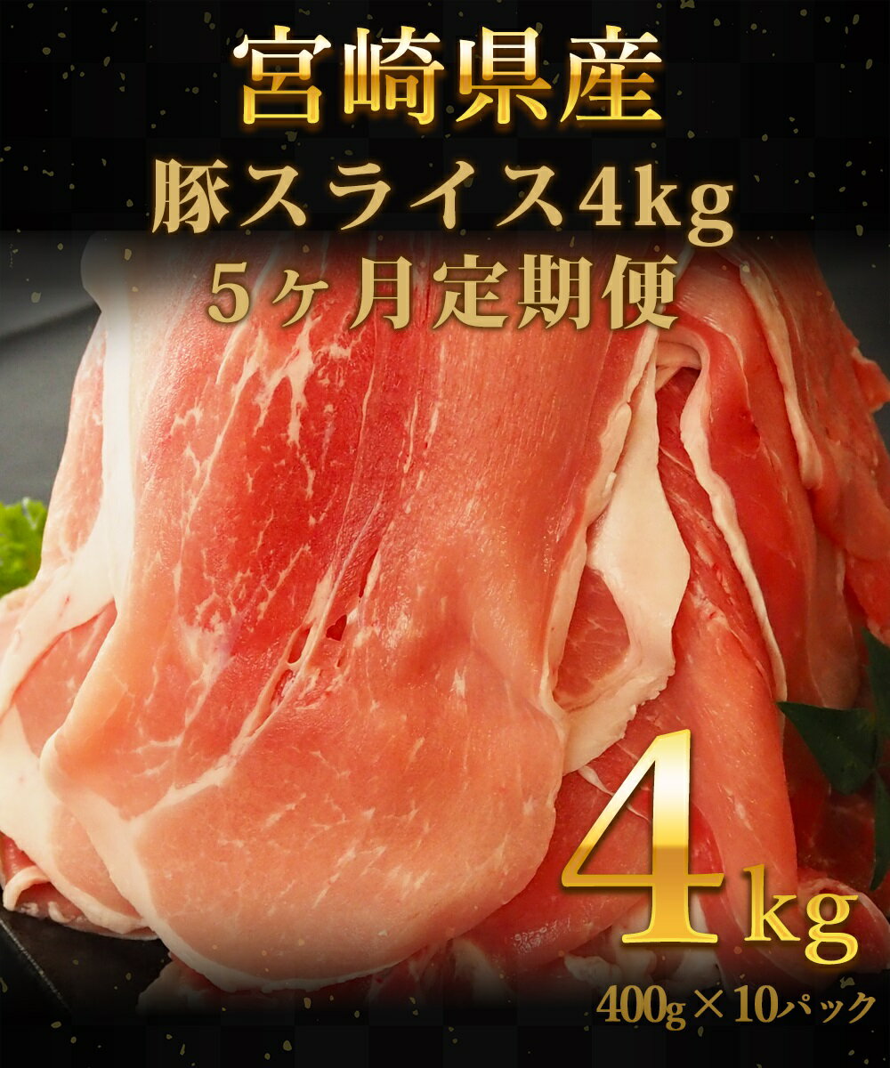 【ふるさと納税】定期便 5回 豚肉 肉 豚ロース スライス 4kg 国産 冷凍 小分け 肉巻きおにぎり 生姜焼き 肉じゃが 豚丼 炒め物 煮物 お取り寄せグルメ お取り寄せ 精肉 食品 便利 宮崎県産 延岡市 送料無料