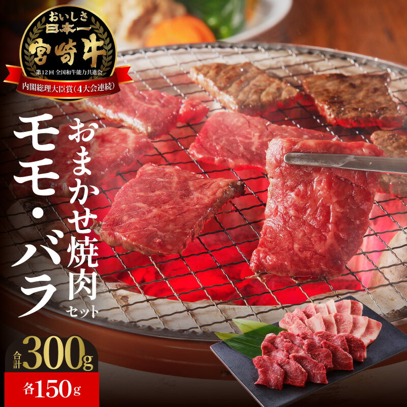 牛肉 宮崎牛 モモ バラ 各150g 焼肉 セット 計300g バーベキュー 国産 冷凍 送料無料