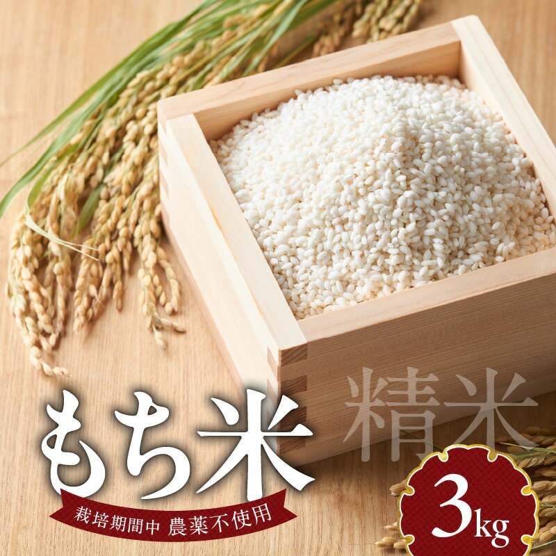 【ふるさと納税】もち米 3kg 自家生産 栽培期間中 農薬 不使用 自社生産 精米 食品 食べ物 お餅 お雑煮 おこわ だんご おはぎ 餅つき 赤飯 ちまき 炊...