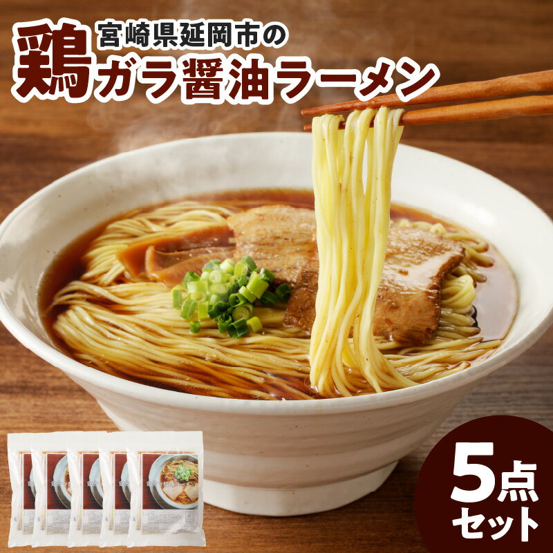 【ふるさと納税】宮崎県延岡市の鶏ガラ醤油ラーメン5点セット 宮崎 延岡 風や ふうや 創作ラーメン 醤油 お取り寄せグルメ