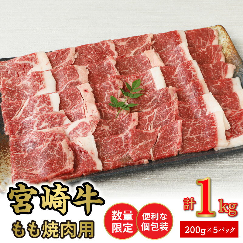 22位! 口コミ数「0件」評価「0」数量限定 便利 個包装 宮崎牛 もも 焼肉用 200g×5パック計1kg