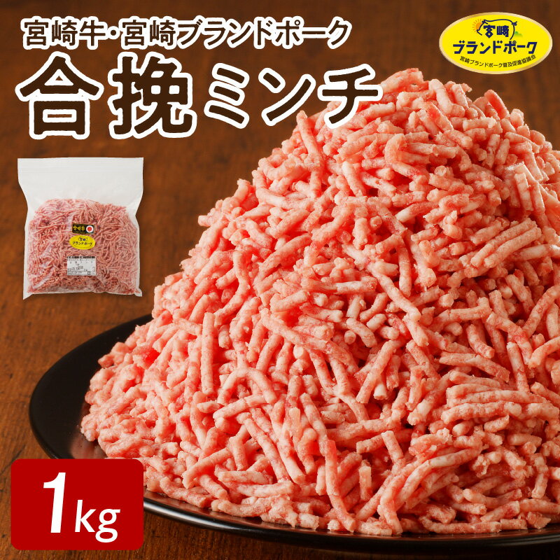 宮崎牛 宮崎ブランドポーク 合挽ミンチ 1kg