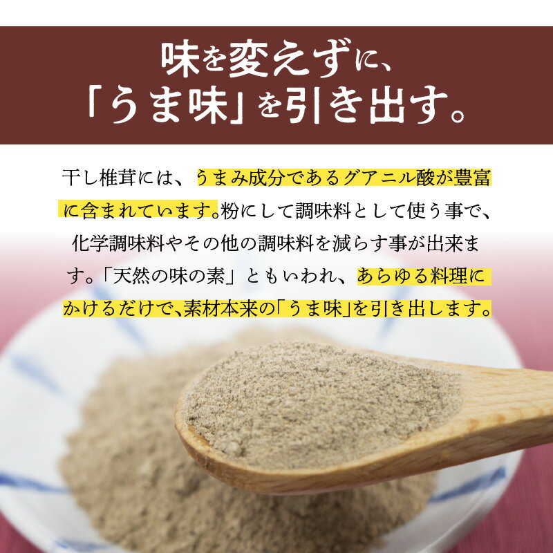 【ふるさと納税】調味料 40g 干ししいたけ 粉末 国産 九州産 原木椎茸 天然 味の素 40g 1袋 パウダー グアニル酸 味噌汁 焼肉 パスタ マヨネーズ ケチャップ ドレッシング かけるだけ 延岡市 お取り寄せ 食品 常温 送料無料