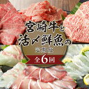 【ふるさと納税】宮崎牛と活〆鮮魚の豪華 6回 定期便 宮崎牛 A5等級 ブリ 真鯛 ヒラメ 活〆 鮮魚 魚介 牛肉 サーロインステーキ サーロイン ステーキ 小...