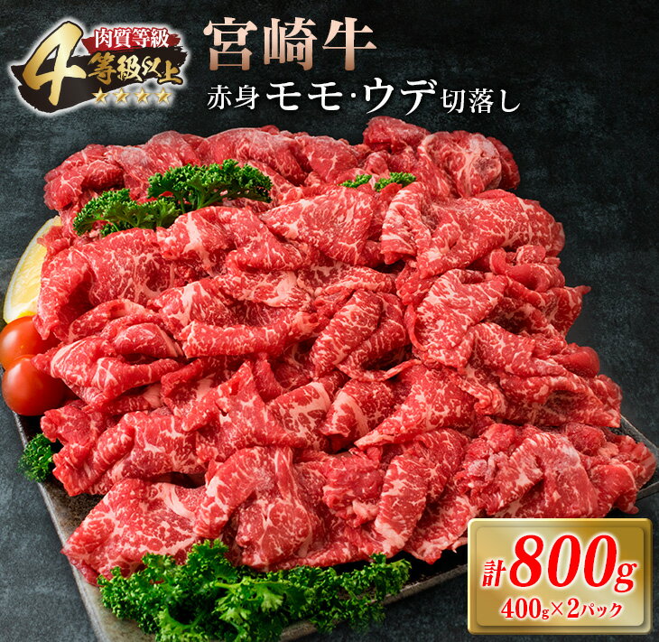 【ふるさと納税】宮崎牛 赤身 モモ ウデ 切落し セット 計800g 牛肉 ビーフ 黒毛和牛 国産 ブランド牛 食品 もも うで 切り落とし 高級 贅沢 ご褒美 お祝い 記念日 人気 おすすめ カレー シチ…