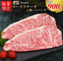 81位! 口コミ数「2件」評価「4」数量限定 黒毛和牛 ロース ステーキ 250g × 2枚 豚肉 ハンバーグ 100g × 4個 合計900g 牛肉 ビーフ ポーク 国産 ミヤチク 簡単調理 BBQ おかず お弁当 おつまみ 焼肉 鉄・・・