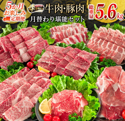 5か月 お楽しみ 定期便 肉 牛肉 豚肉 月替わり 堪能 セット 総重量5.6kg 国産 食品 おかず 焼肉 BBQ 宮崎牛 黒毛和牛 ミヤチク 赤身 4等級以上 高級 キャンプ グランピング アウトドア 弁当 おすすめ 人気 宮崎県 日南市 送料無料