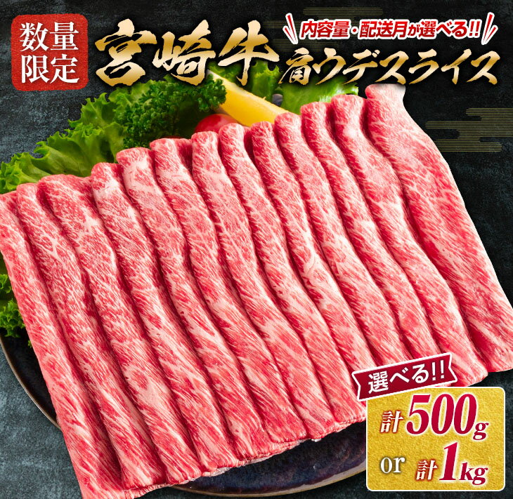 【ふるさと納税】レビューキャンペーン 数量限定 宮崎牛 肩ウデ スライス 1kg 500g 肉 牛肉 国産 すき焼き 配送月が選べる 人気 おすす..