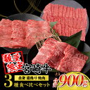 【ふるさと納税】選べる配送月 宮崎牛 赤身 霜降り 焼肉 3種 食べ比べ セット 合計900g 数量限定 肉 牛肉 黒毛和牛 国産 A4 A5 小分け おすすめ...