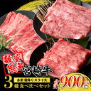 【ふるさと納税】選べる配送月 宮崎牛 赤身 霜降り スライス 3種 食べ比べ セット 合計900g 数量限定 肉 牛肉 黒毛和牛 国産 A4 A5 小分け おす...