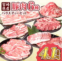 【ふるさと納税】数量限定 宮崎県産 豚肉 バラエティー セット 合計4.1kg 6種 肉 豚肉 国産 食品 小分け 豚バラ ロース 小間切れ こま切れ 食べ比べ 焼肉 しゃぶしゃぶ 生姜焼き 炒め物 豚汁 おかず お弁当 冷凍 おすすめ ギフト 贈り物 贈答 宮崎県 日南市 送料無料