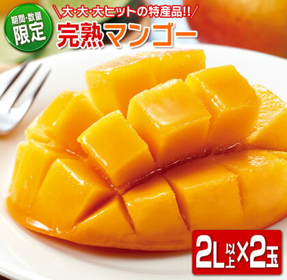 ≪数量限定≫日南産完熟マンゴー(2L以上×2玉)　フルーツ　果物　国産