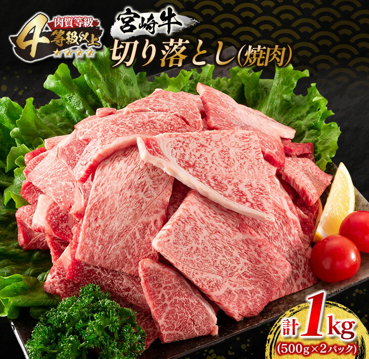 7位! 口コミ数「4件」評価「4」宮崎牛 切り落とし 焼肉 計1kg 牛肉 国産 食品 おかず 黒毛和牛 万能食材 炒め物 ビーフ 人気 おすすめ お取り寄せ グルメ パーテ･･･ 