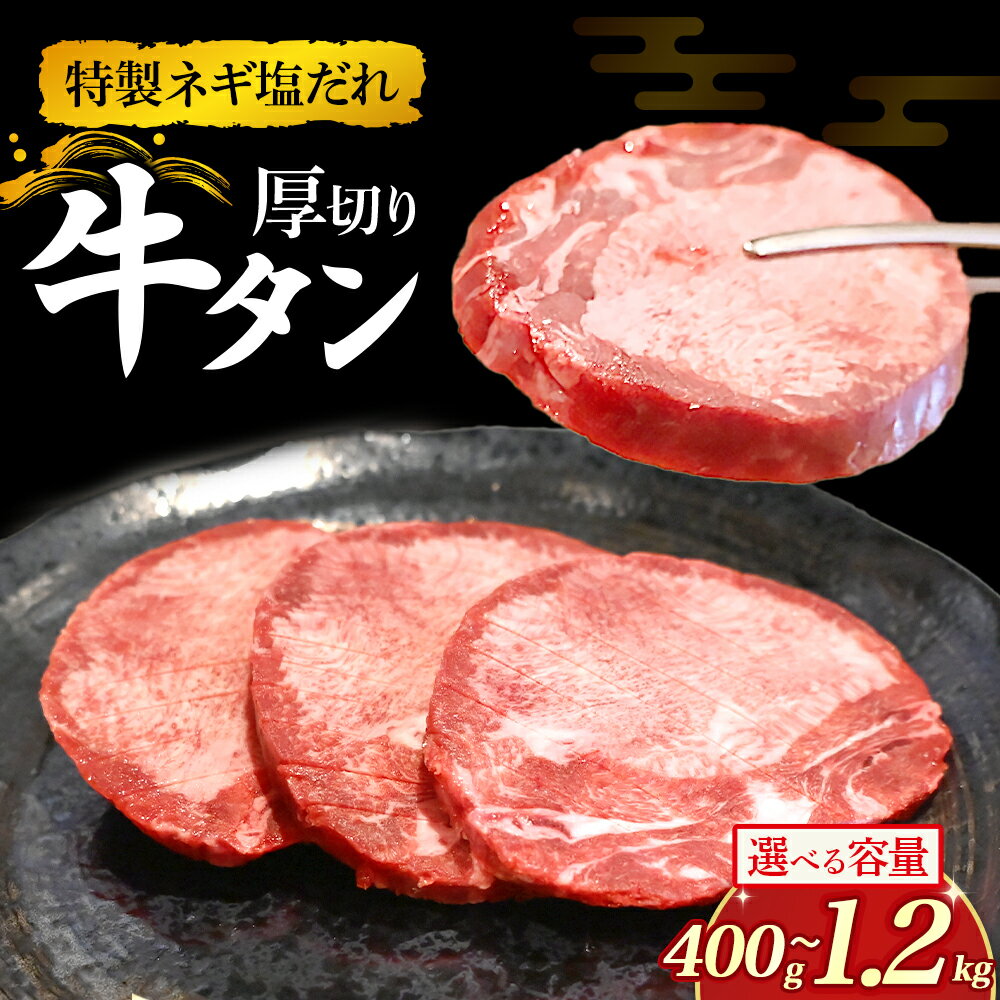 [選べる内容量]特製ネギ塩だれの厚切り牛タン 400g-1.2kg (肉 牛肉 牛タン 厚切り タン 塩だれ ネギ ヘルシー 人気 宮崎県)