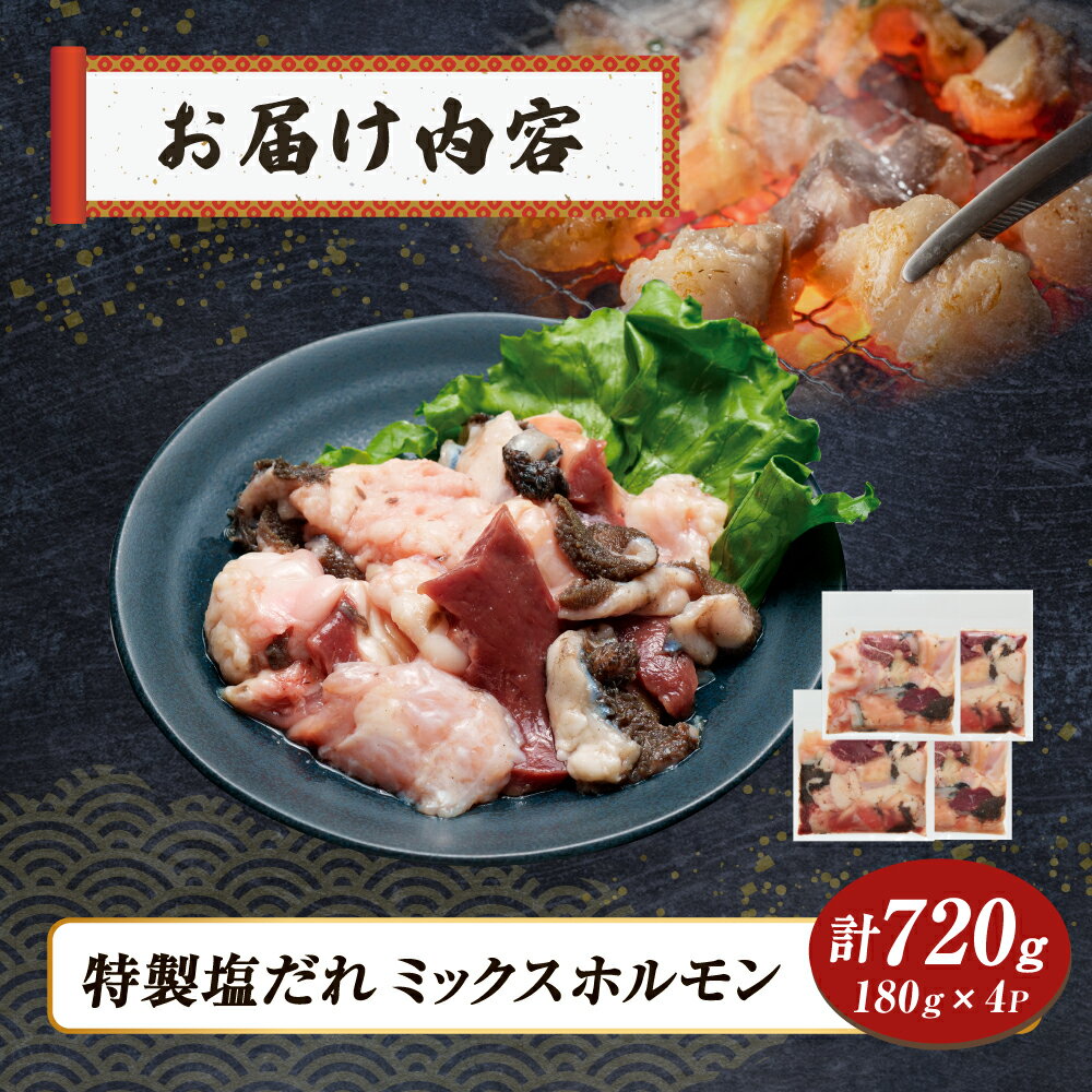 【ふるさと納税】【自社農場和牛】黒毛和牛 特製塩だれミックスホルモン 720g（国産 黒毛和牛 宮崎牛 牛肉 塩だれ ホルモン ミックスホルモン 冷凍 宮崎県 小林市）