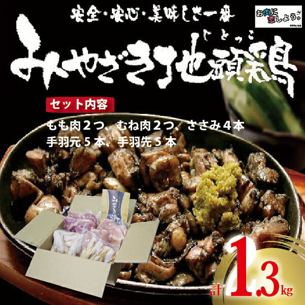 【宮崎ブランド地鶏】朝挽き”みやざき地頭鶏”おためしセット　約1.3kg（国産 鶏 鶏肉 地鶏 小分け モモ肉 もも肉 ムネ肉 むね肉 焼肉 鍋 唐揚げ 炭火焼 チキン南蛮 宮崎 小林市）