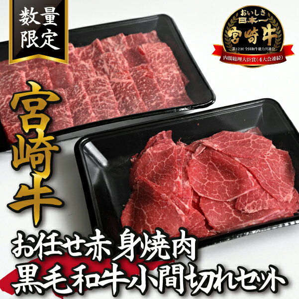 [特別提供品]宮崎牛お任せ赤身焼肉と黒毛和牛小間切れセット