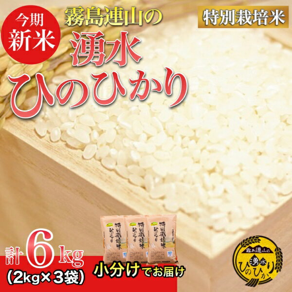 ＼新米／霧島連山の湧水ヒノヒカリ特別栽培米　6kg（国産 米 新米 令和5年新米 精米済み 小分け 送料無料）