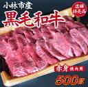 　小林市産黒毛和牛赤身焼肉用　500g（国産 黒毛和牛 赤身 赤身肉 モモ 送料無料 ふるさと納税）