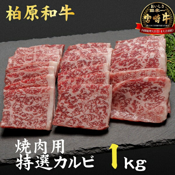 【ふるさと納税】【自社農場宮崎牛】柏原和牛焼肉・特選カルビ　1キロ