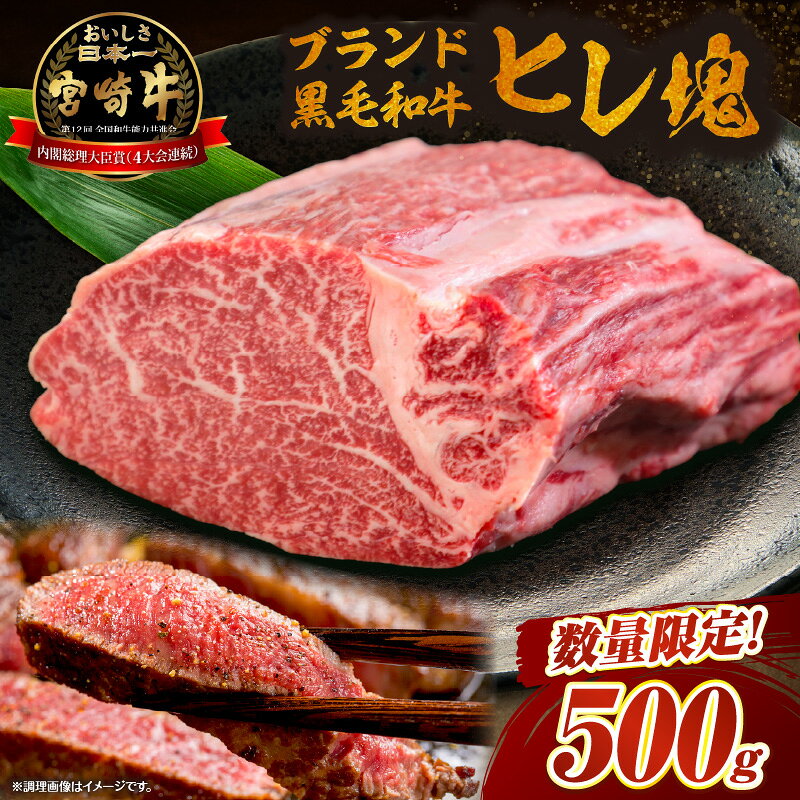 [数量限定]ブランド黒毛和牛宮崎牛ヒレ塊 500g