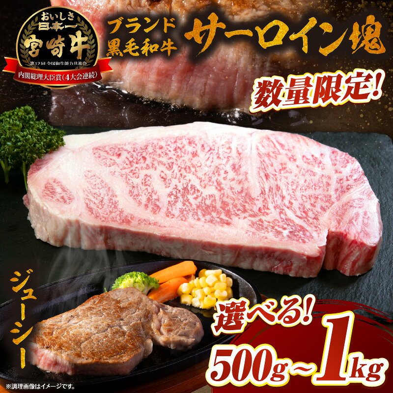 【ふるさと納税】【選べる内容量】【数量限定】ブランド黒毛和牛宮崎牛サーロイン500g～1kg f452050-kobayashi-10001700 宮崎県小林市 サンプル画像2