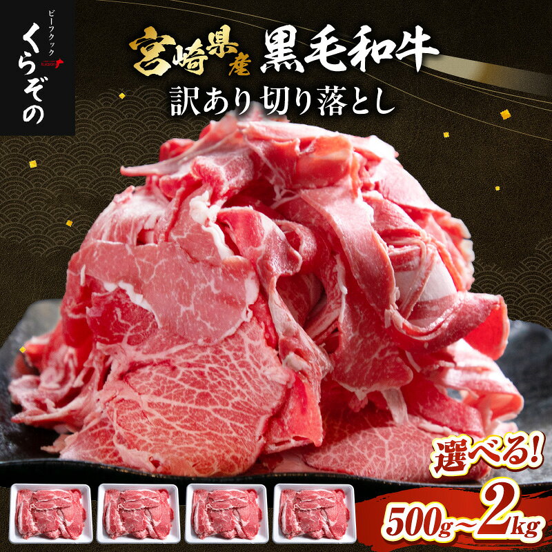 【選べる内容量】【黒毛和牛専門店直送】厳選黒毛和牛切り落とし 500g～2kg 牛 牛肉 肉 国産 国産牛 黒毛和牛 訳あり ミックス品 選べる内容量 ギフト おすすめ 人気 贈り物 お裾分け 切り落とし お肉 牛切り落とし 和牛 宮崎県 小林市 送料無料