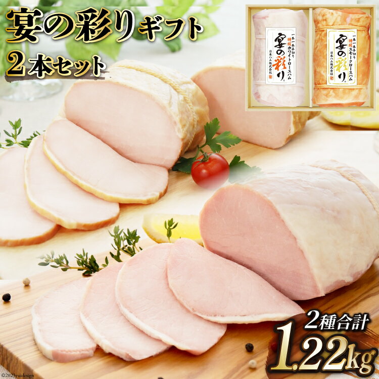 日本ハム 【ふるさと納税】 ハム 宴の彩り 2種 詰め合わせ 食べ比べ 計1.22kg [日本ハムマーケティング 宮崎県 日向市 452060590] ニッポンハム はむ 豚 肉 ロースハム ステーキ ギフト 真空 冷蔵