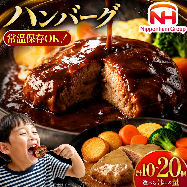 常温保存 選べる容量 ハンバーグ 10個 or 20個 日本ハム ソース選択可 [日本ハムマーケティング 宮崎県 日向市 452061834] レトルト レンチン 湯煎 常温 小分け 保存食 防災食 非常食 ふるさと納税 時短 弁当 惣菜 デミグラス バター醤油 150g