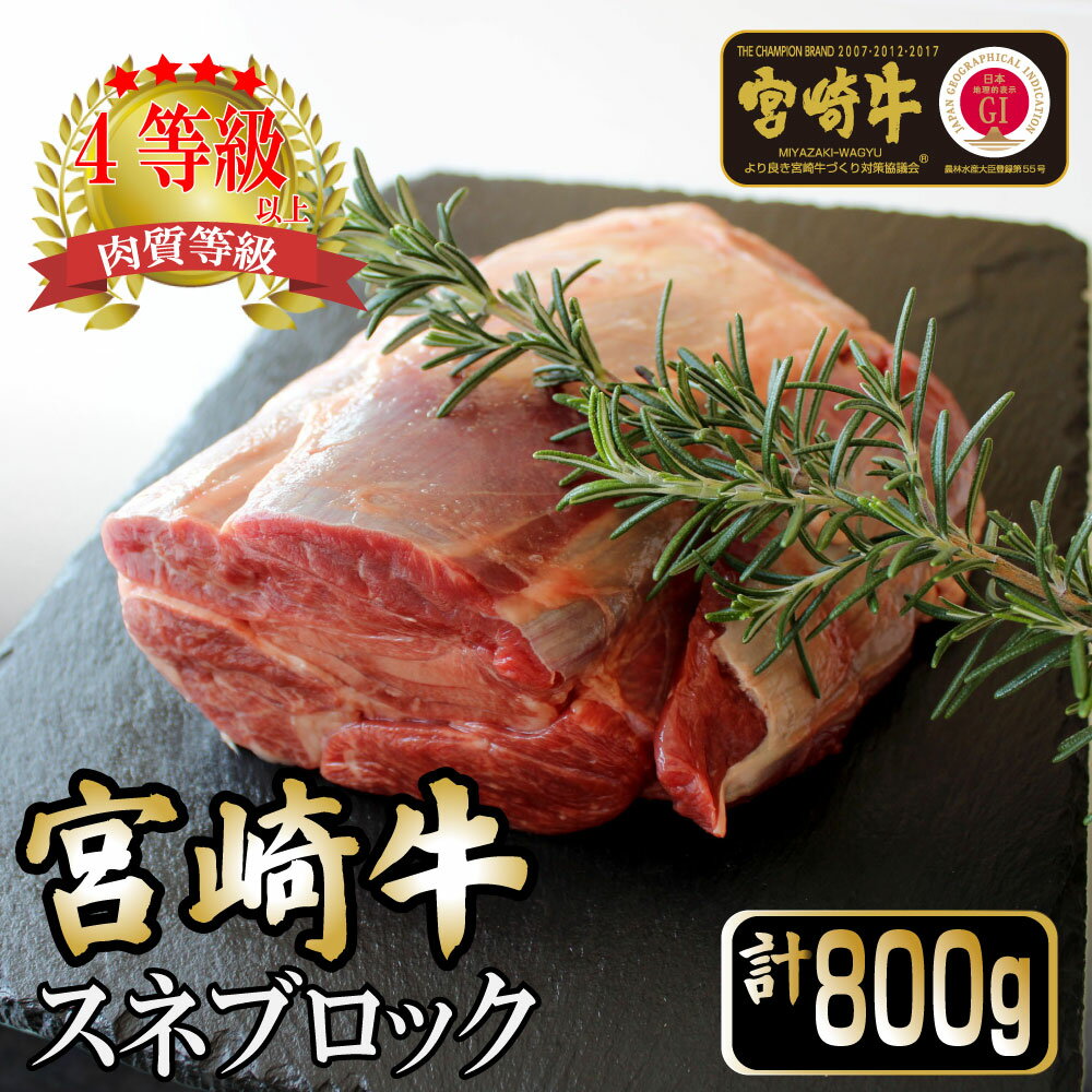 [宮崎牛] スネブロック (800g) 美味しい牛肉をご家庭で[KU045]