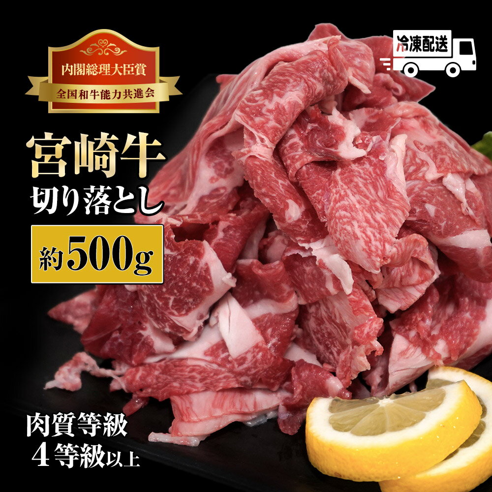 [冷凍]A4等級以上!宮崎牛切り落とし(250g×2P・計500g)とろける旨み![スーパーほりぐち][KU207]