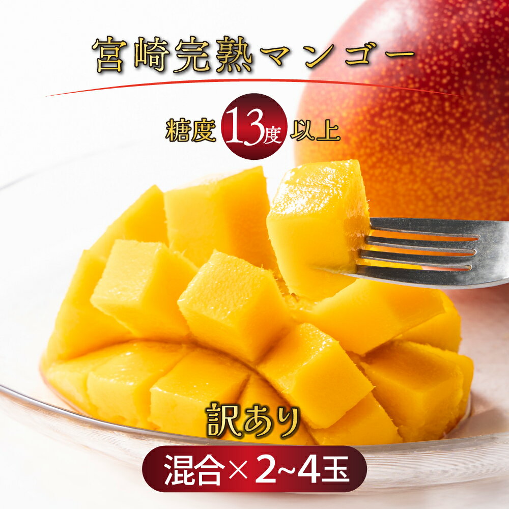 【ふるさと納税】<先行予約>【数量限定】糖度は最低でも13度以上、平均15度以上!ご家庭用 宮崎完熟マンゴー1.5〜1.7kg(2Lサイズ2玉入の約2倍)訳あり...