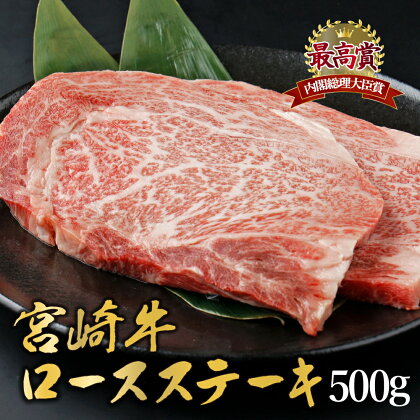 宮崎牛ロースステーキセット 計500g (250g×2)【KU309】内閣総理大臣賞 和牛 霜降り肉 肩ロース 焼肉 きめ細やか 柔らかい 最高級 コクと旨み 大きな