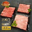 【ふるさと納税】＜期間・数量限定＞宮崎牛赤身モモ肉400g、赤身ウデ肉400g、肩ロース300gの食べ比べスライスセット（合計1.1kg）赤身肉ならではの濃い味わいと宮崎牛ならではのコクをお楽しみください！【KU441】