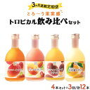 【ふるさと納税】【定期便・全3回】驚きの果実感!トロピカル飲み比べセット ハーフボトル4本セット(各300ml、マンゴー、グァバ、パッションフルーツ、日向夏)×...