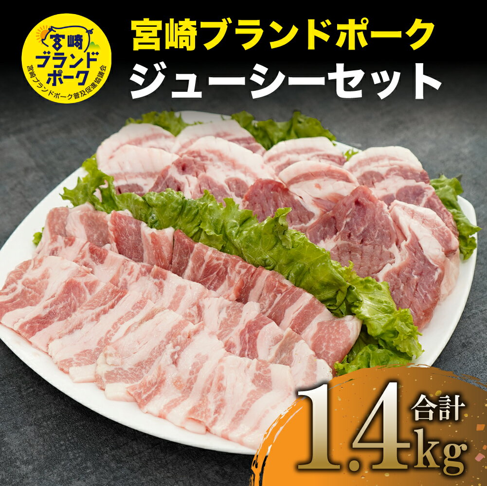 ＜毎月数量限定＞宮崎ブランドポーク ジューシーセット 計1.4kg(バラ焼肉用 600g [300g×2パック]、肩ローストンカツ 800g [約80g×5枚×2パック] ) 指定生産者により生産された安全、安心な豚肉 【KU378】