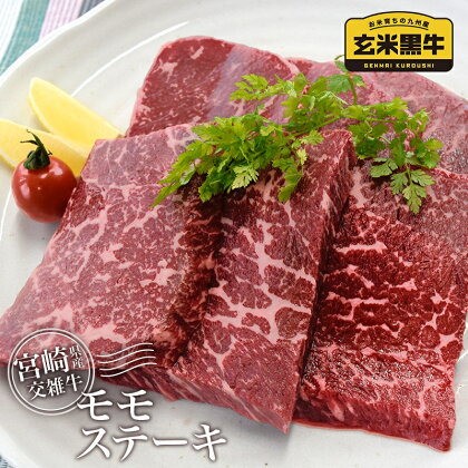 宮崎県産『玄米黒牛』モモステーキ600g（300g×2）〈1-180〉国産 牛肉 ふるさと納税 ステーキ 小分け 送料無料